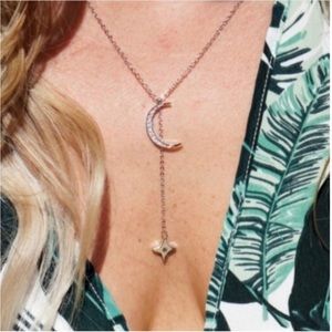 NEW Lili Claspe Rope the Moon Lariat Necklace Silver